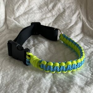 Blue and Yellow macramé dog collar -28